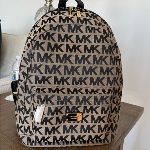 Michael Kors Black and Tan Logo Backpack - Picture 9 of 9